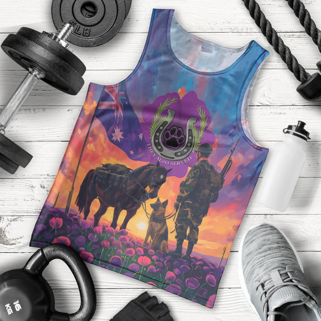 Australia Animals ANZAC Men Tank Top Dog And Horse Heroes Also Served - Vibe Hoodie Shop