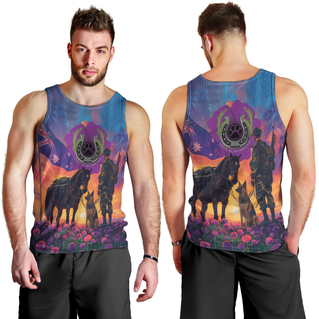 Australia Animals ANZAC Men Tank Top Dog And Horse Heroes Also Served - Vibe Hoodie Shop