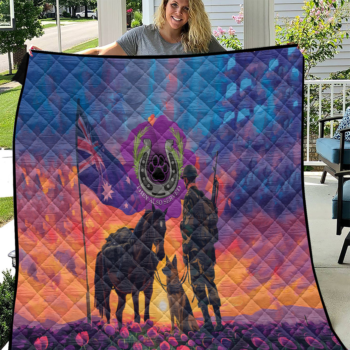 Australia Animals ANZAC Quilt Dog And Horse Heroes Also Served - Vibe Hoodie Shop
