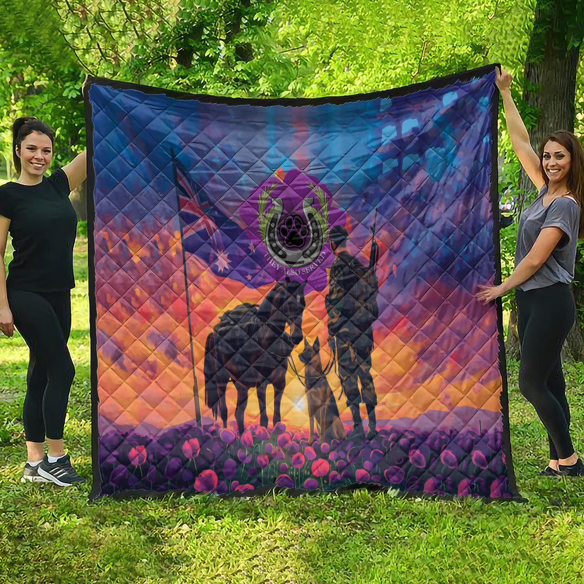 Australia Animals ANZAC Quilt Dog And Horse Heroes Also Served - Vibe Hoodie Shop