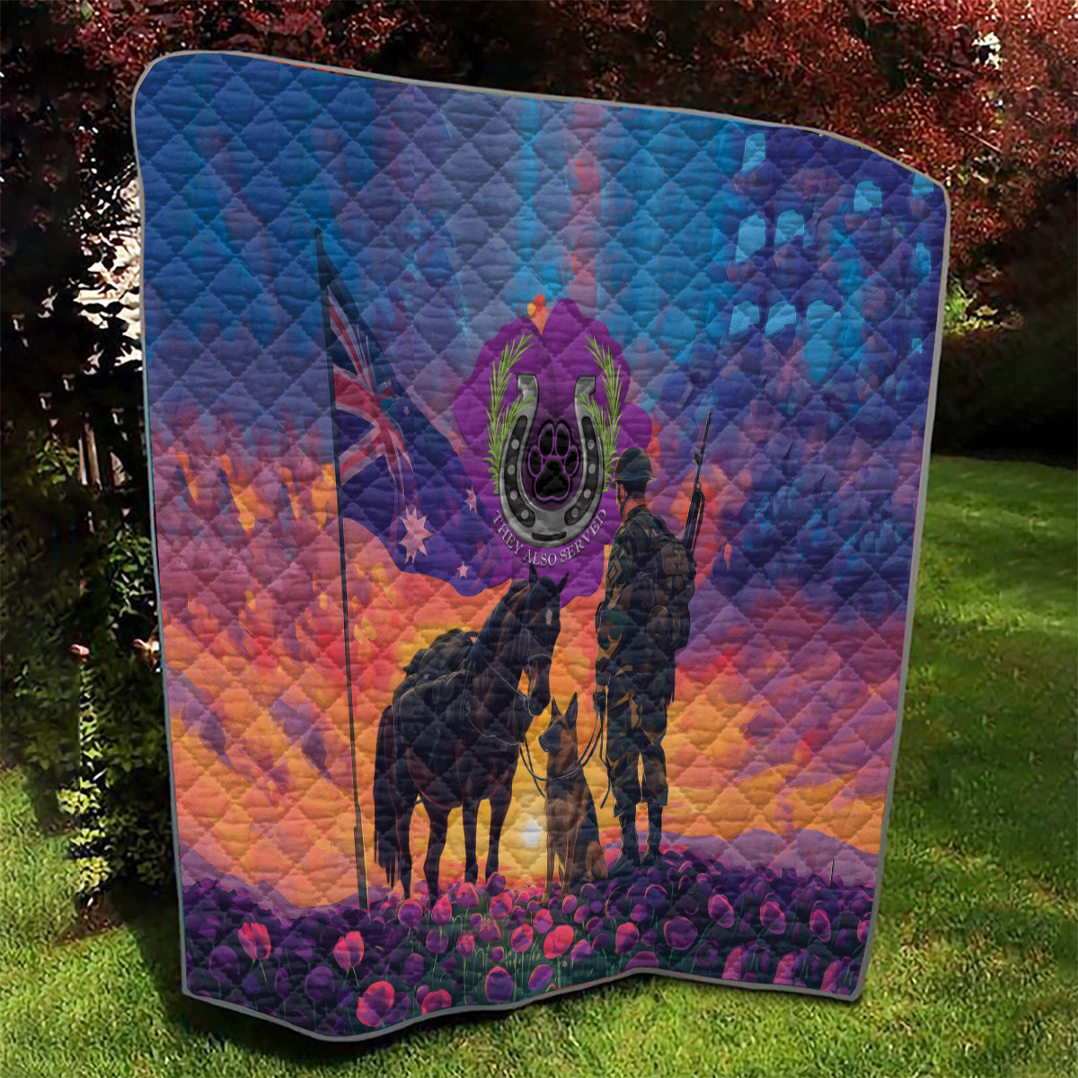 Australia Animals ANZAC Quilt Dog And Horse Heroes Also Served - Vibe Hoodie Shop