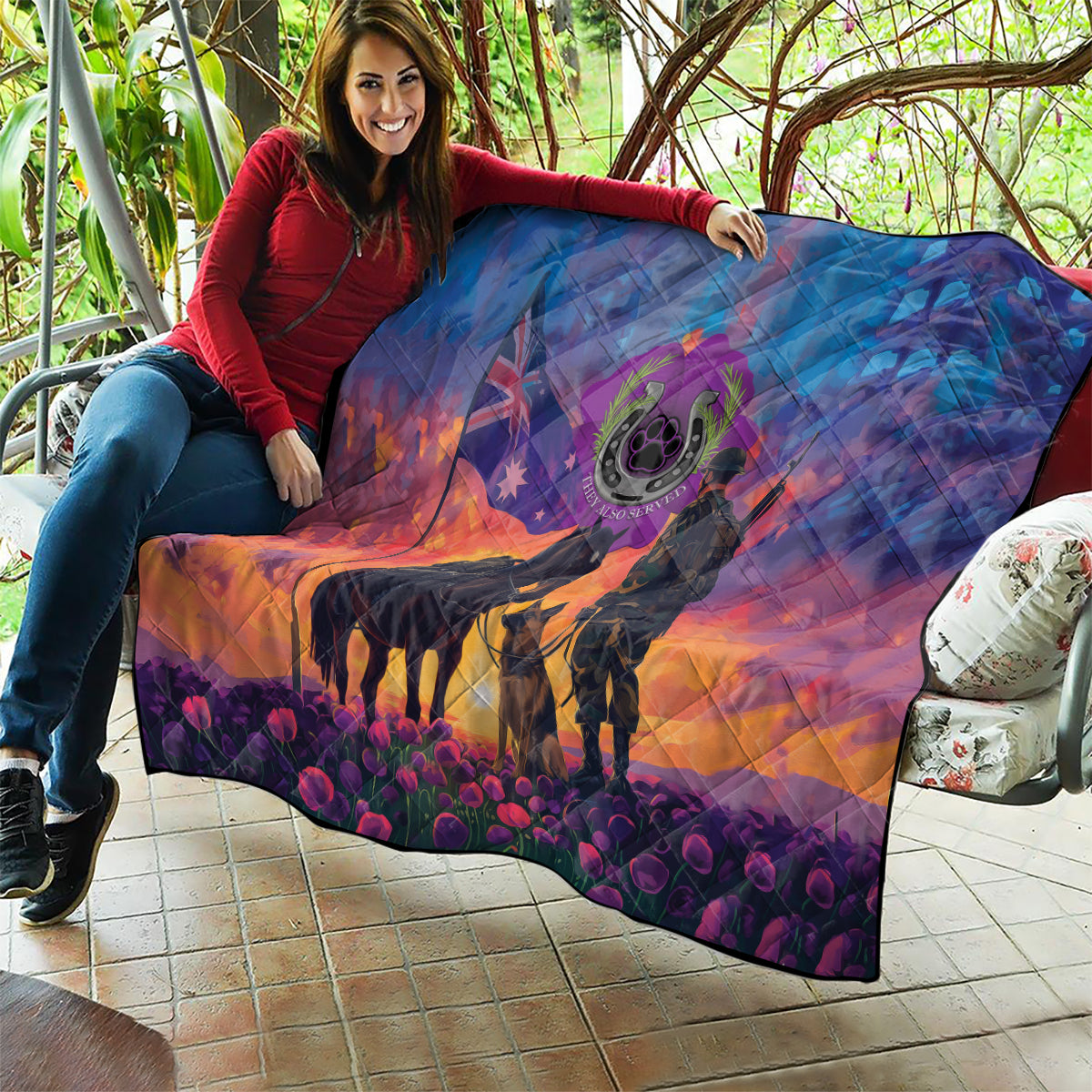 Australia Animals ANZAC Quilt Dog And Horse Heroes Also Served - Vibe Hoodie Shop