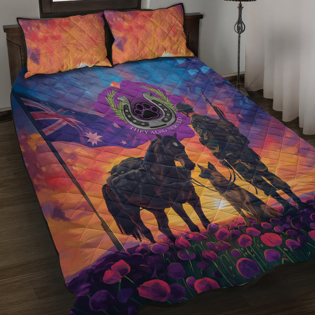 Australia Animals ANZAC Quilt Bed Set Dog And Horse Heroes Also Served - Vibe Hoodie Shop