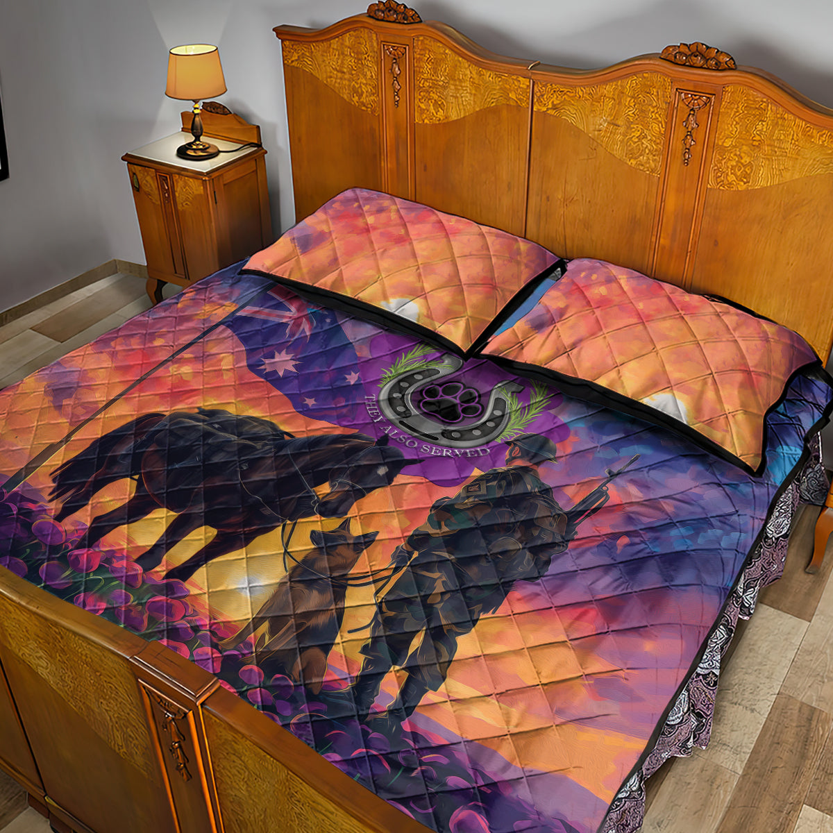 Australia Animals ANZAC Quilt Bed Set Dog And Horse Heroes Also Served - Vibe Hoodie Shop