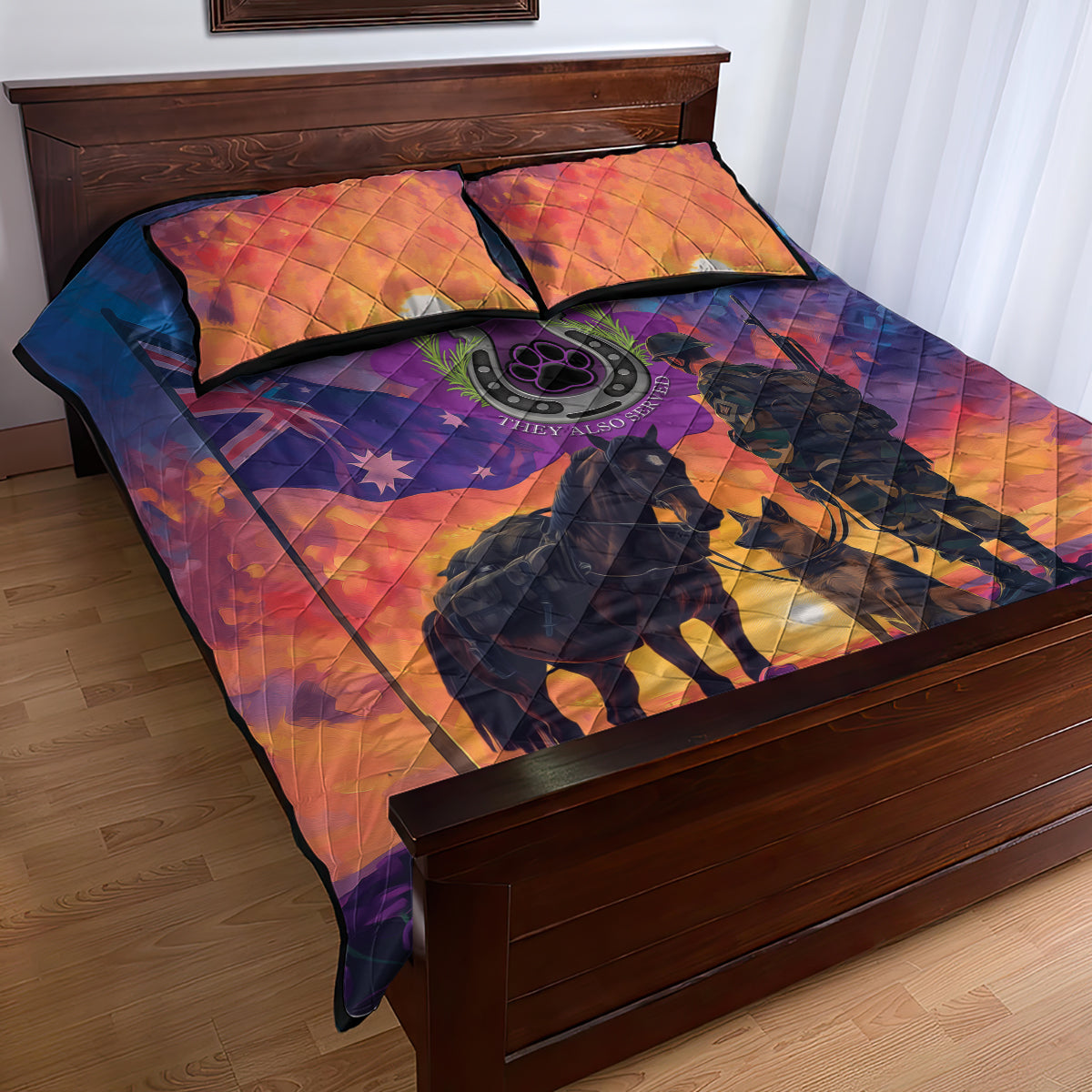 Australia Animals ANZAC Quilt Bed Set Dog And Horse Heroes Also Served - Vibe Hoodie Shop