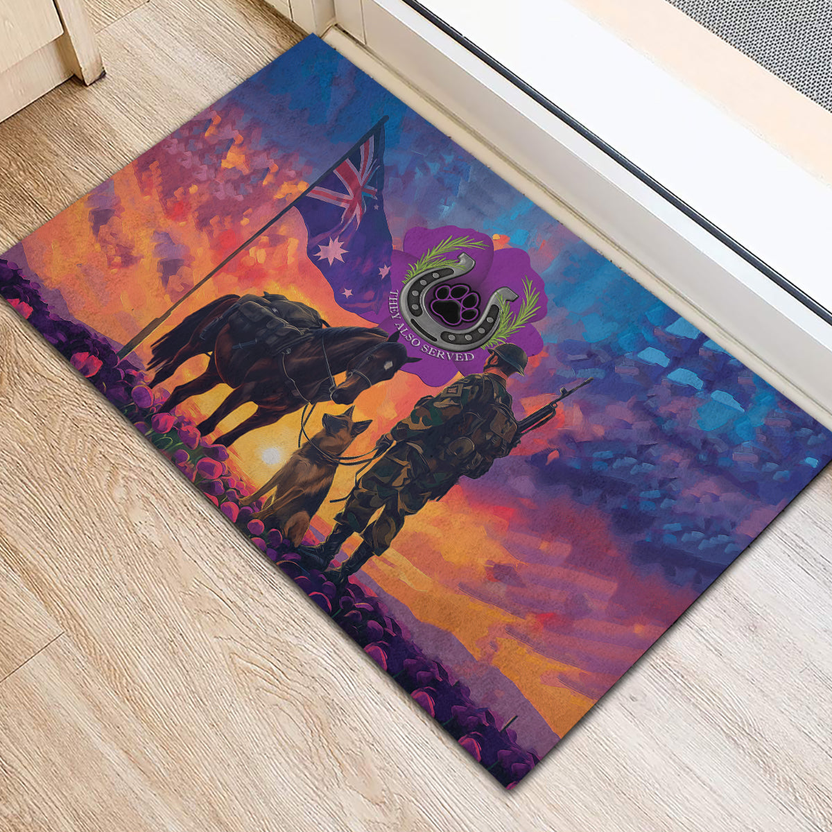 Australia Animals ANZAC Rubber Doormat Dog And Horse Heroes Also Served