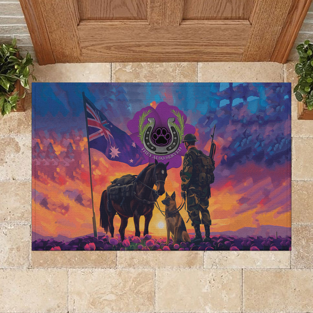 Australia Animals ANZAC Rubber Doormat Dog And Horse Heroes Also Served