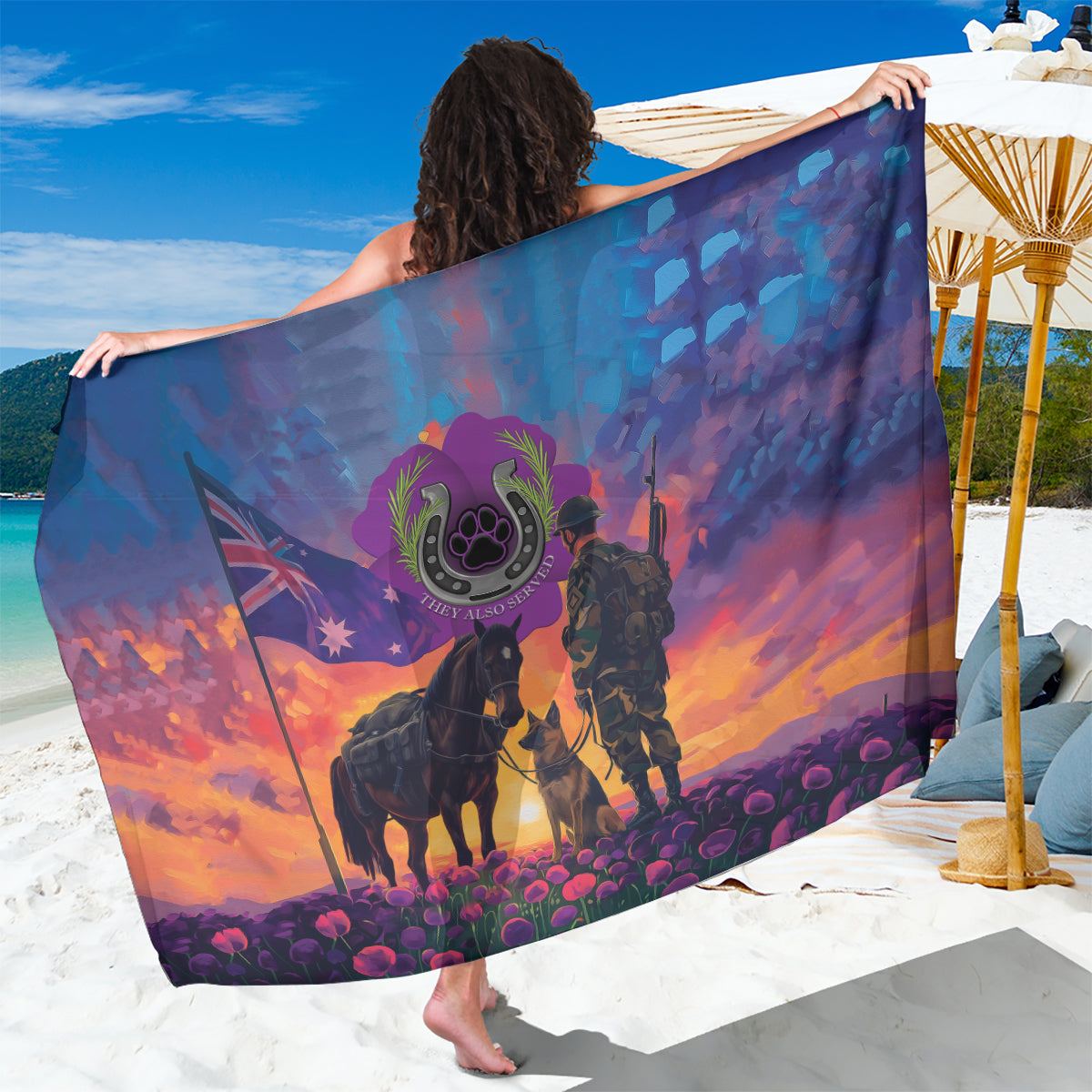 Australia Animals ANZAC Sarong Dog And Horse Heroes Also Served - Vibe Hoodie Shop