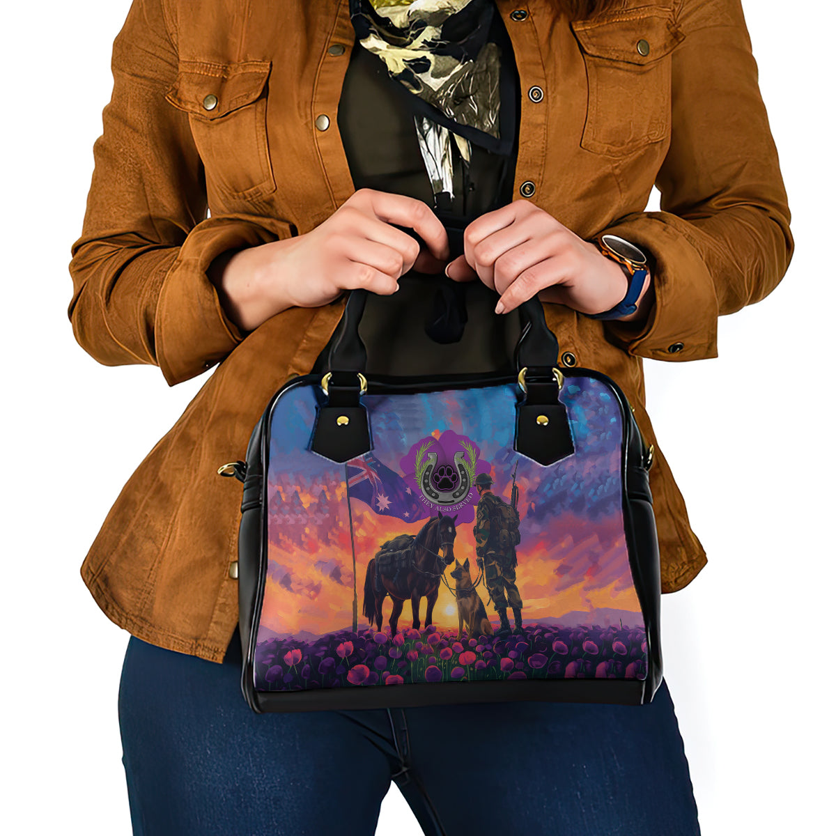 Australia Animals ANZAC Shoulder Handbag Dog And Horse Heroes Also Served - Vibe Hoodie Shop