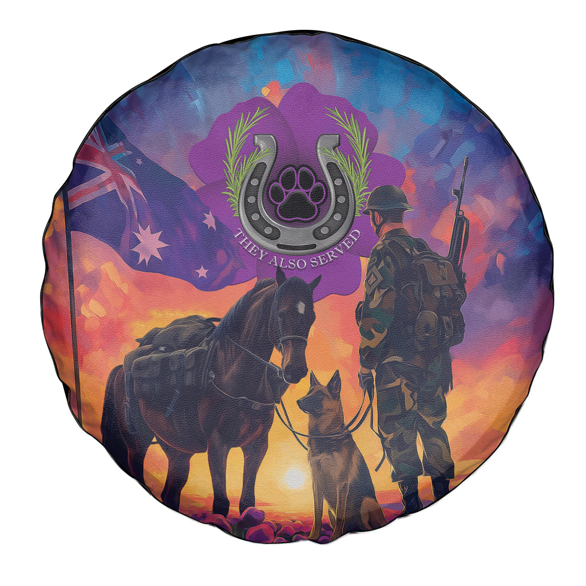 Australia Animals ANZAC Spare Tire Cover Dog And Horse Heroes Also Served - Vibe Hoodie Shop