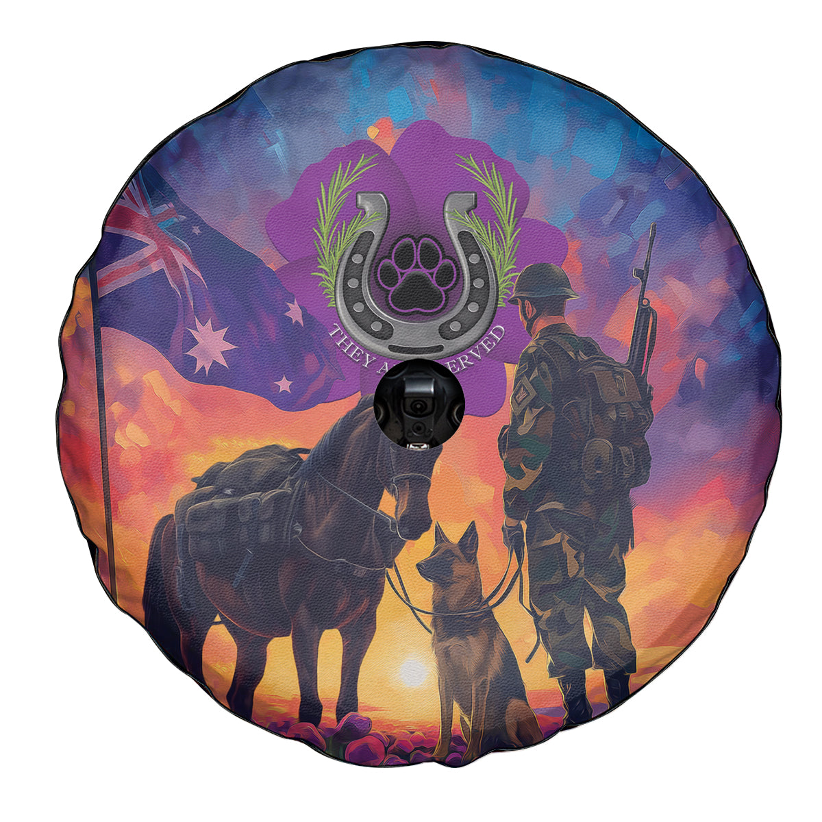 Australia Animals ANZAC Spare Tire Cover Dog And Horse Heroes Also Served - Vibe Hoodie Shop
