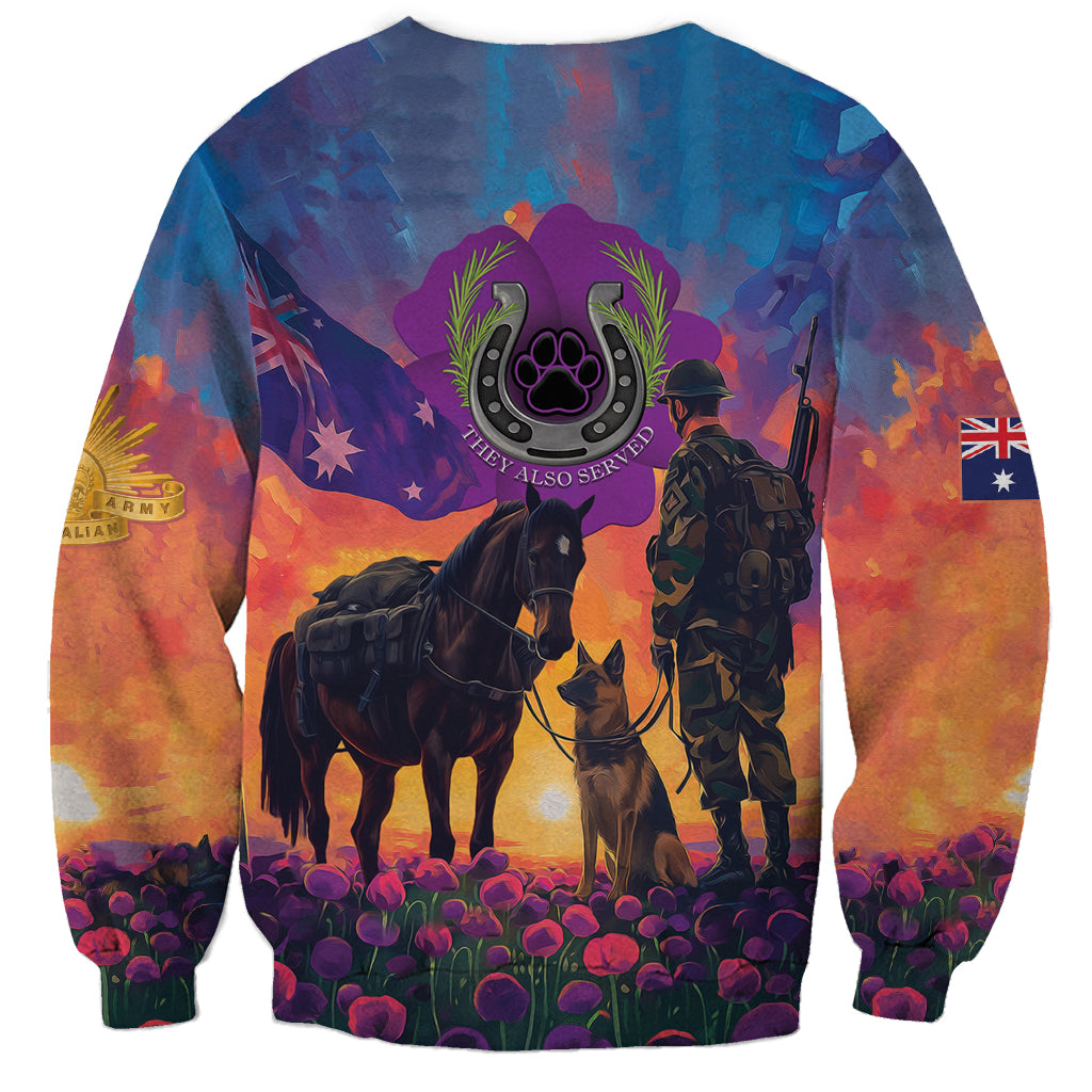 Australia Animals ANZAC Sweatshirt Dog And Horse Heroes Also Served - Vibe Hoodie Shop