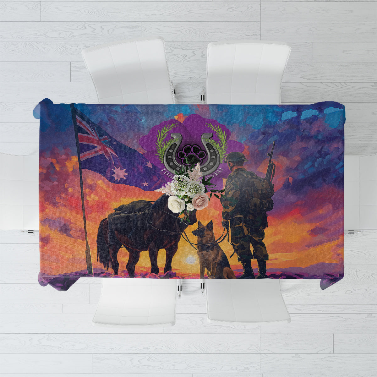 Australia Animals ANZAC Tablecloth Dog And Horse Heroes Also Served
