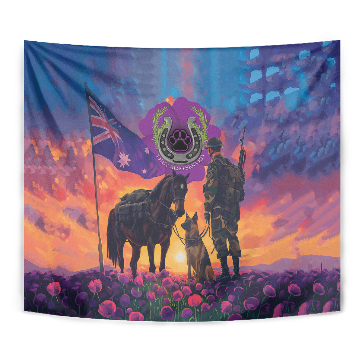 Australia Animals ANZAC Tapestry Dog And Horse Heroes Also Served - Vibe Hoodie Shop