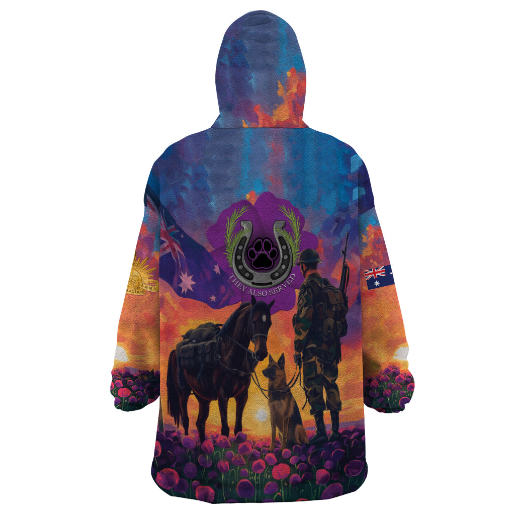 Australia Animals ANZAC Wearable Blanket Hoodie Dog And Horse Heroes Also Served - Vibe Hoodie Shop