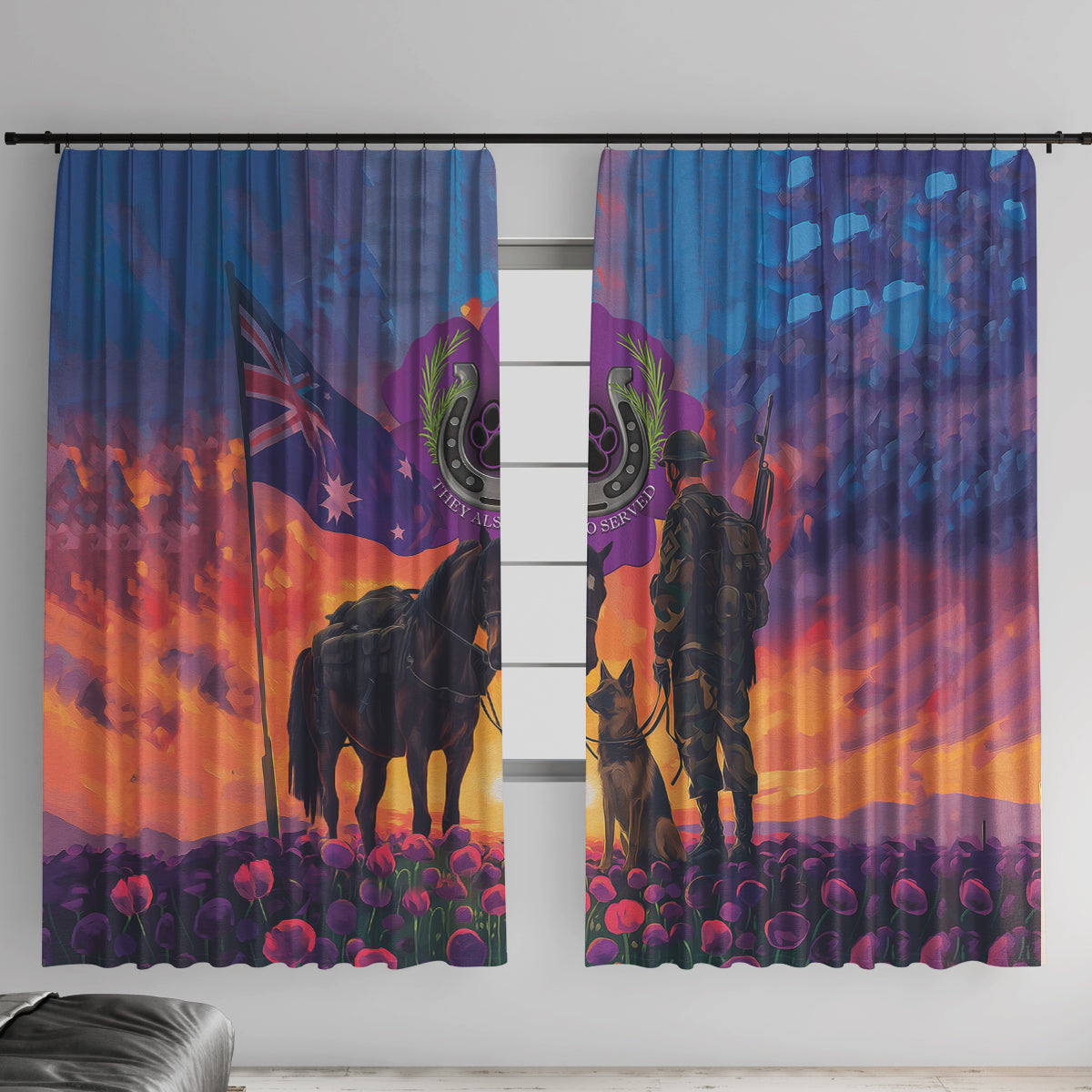 Australia Animals ANZAC Window Curtain Dog And Horse Heroes Also Served