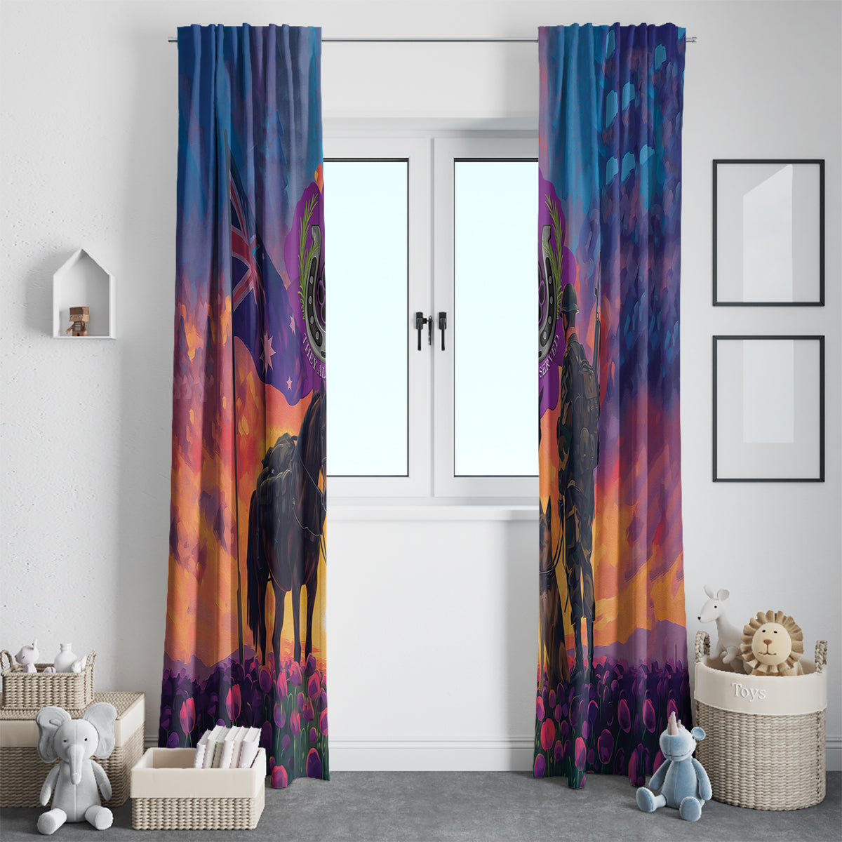 Australia Animals ANZAC Window Curtain Dog And Horse Heroes Also Served