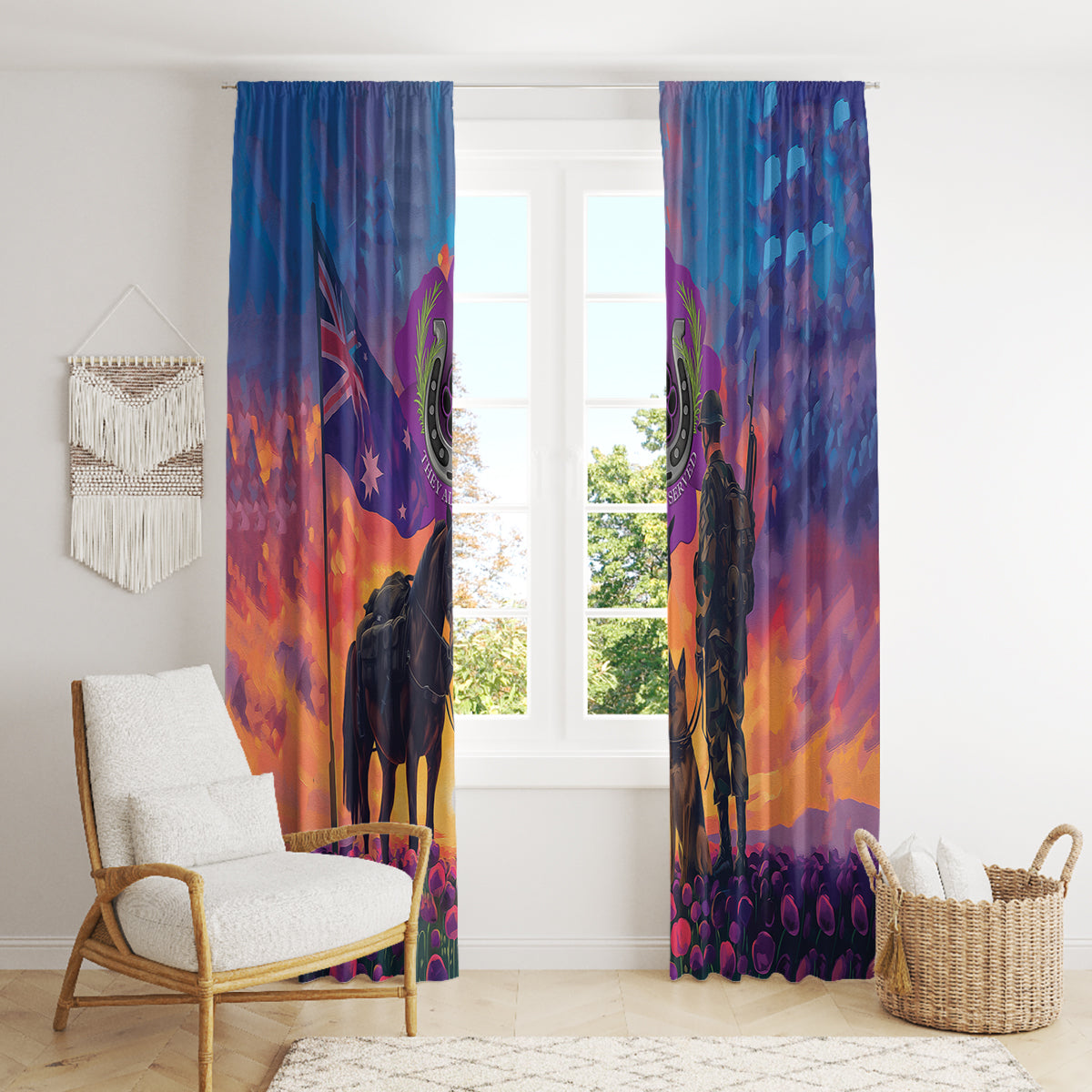 Australia Animals ANZAC Window Curtain Dog And Horse Heroes Also Served