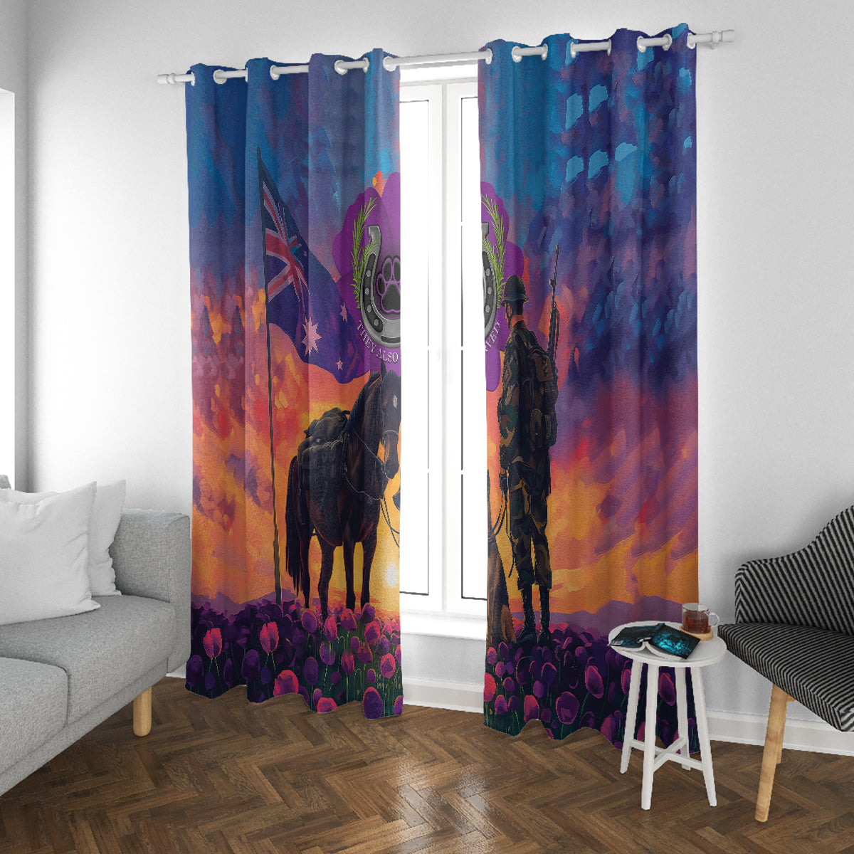Australia Animals ANZAC Window Curtain Dog And Horse Heroes Also Served