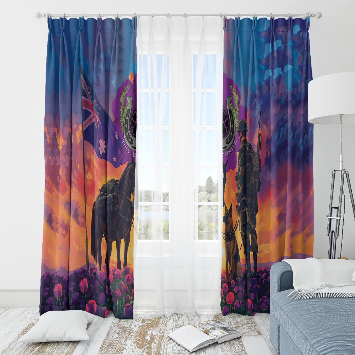 Australia Animals ANZAC Window Curtain Dog And Horse Heroes Also Served