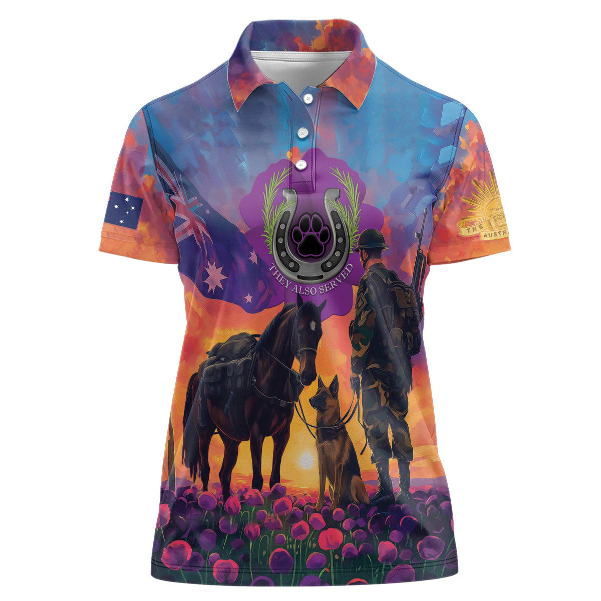 Australia Animals ANZAC Women Polo Shirt Dog And Horse Heroes Also Served - Vibe Hoodie Shop