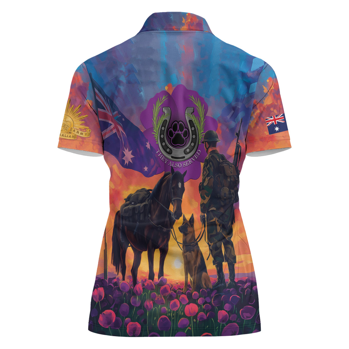 Australia Animals ANZAC Women Polo Shirt Dog And Horse Heroes Also Served - Vibe Hoodie Shop