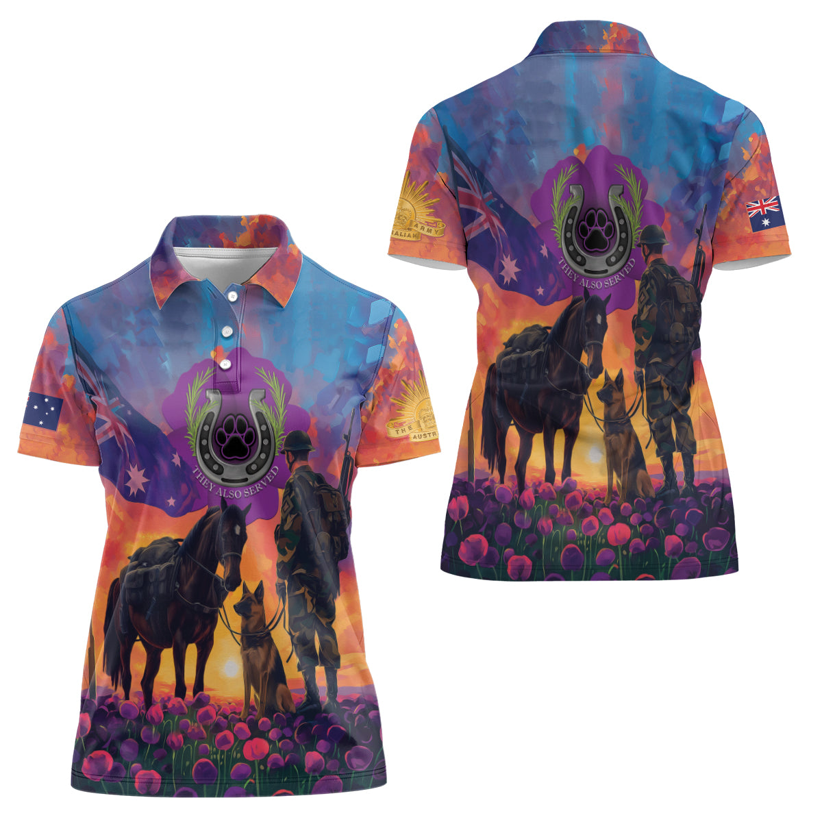 Australia Animals ANZAC Women Polo Shirt Dog And Horse Heroes Also Served - Vibe Hoodie Shop