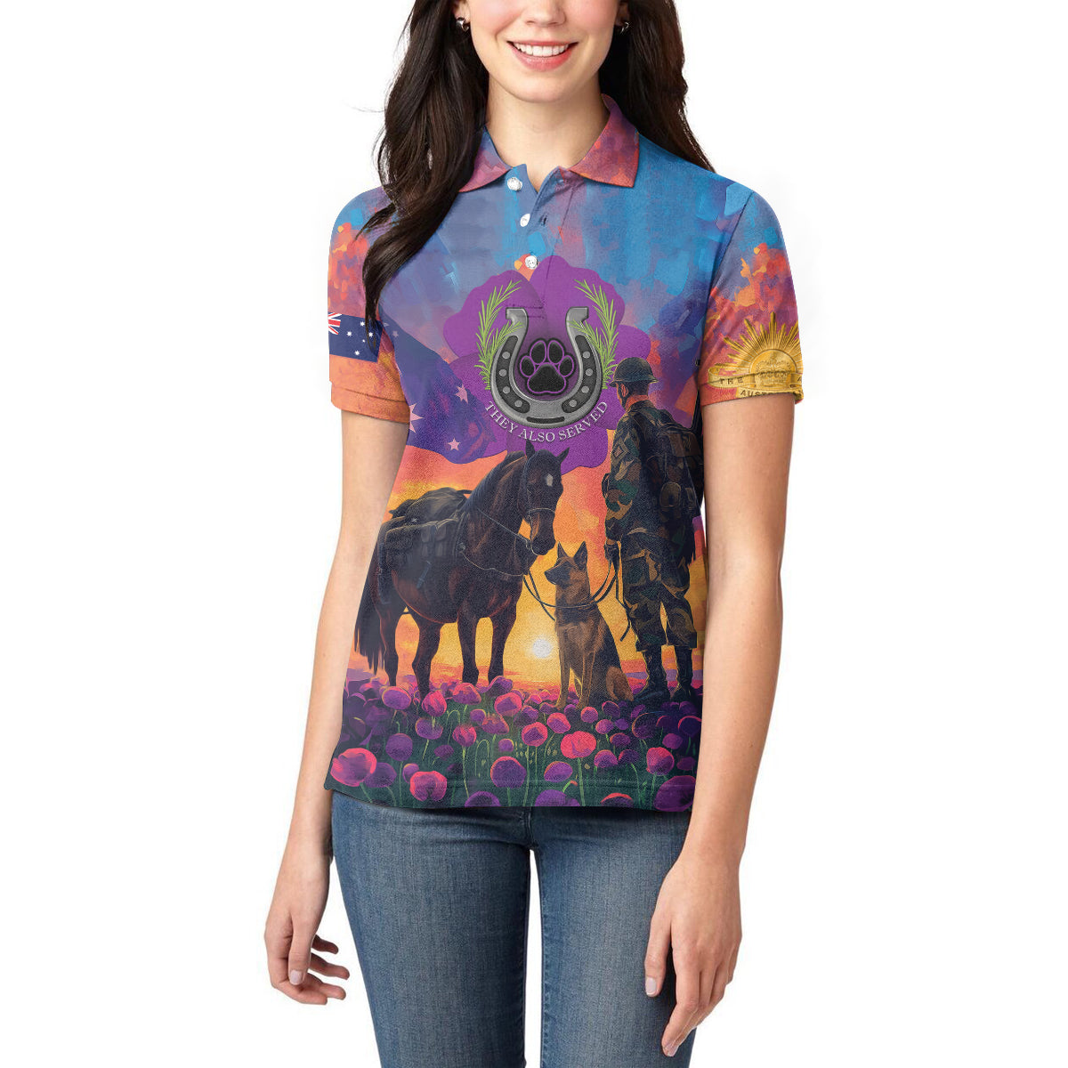 Australia Animals ANZAC Women Polo Shirt Dog And Horse Heroes Also Served - Vibe Hoodie Shop