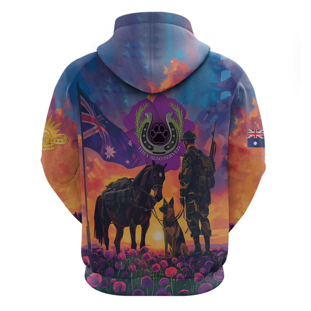 Australia Animals ANZAC Zip Hoodie Dog And Horse Heroes Also Served - Vibe Hoodie Shop