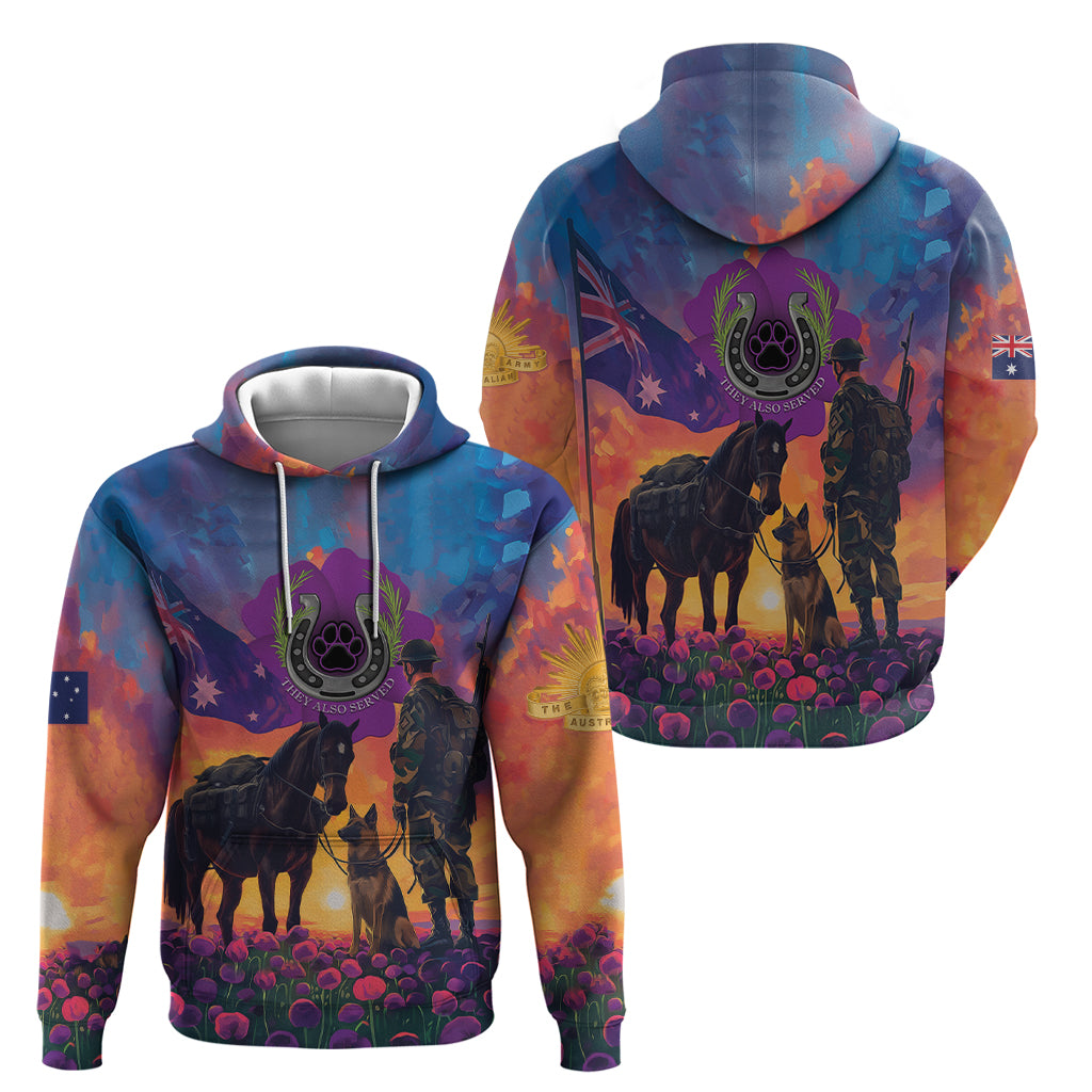 Australia Animals ANZAC Zip Hoodie Dog And Horse Heroes Also Served - Vibe Hoodie Shop