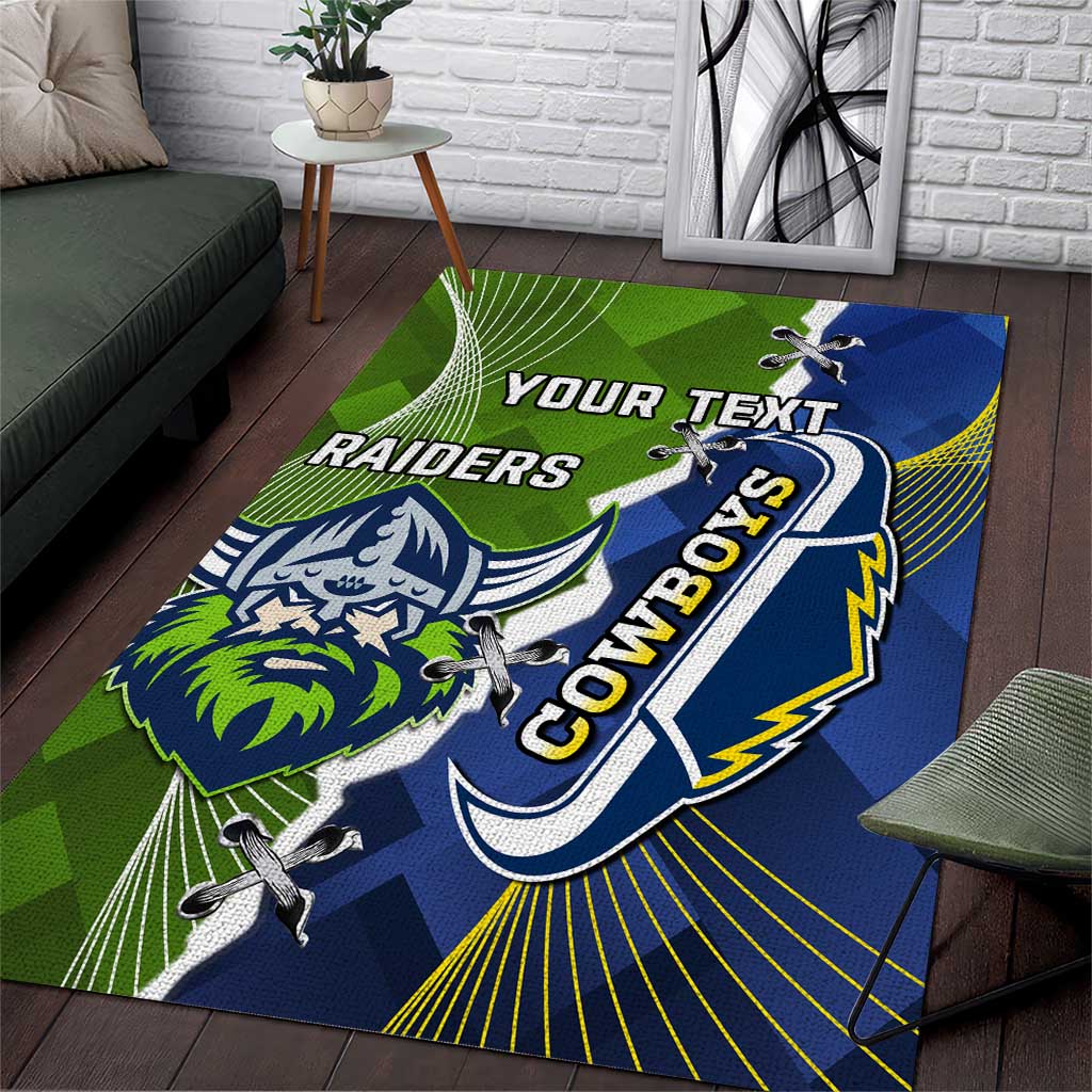 Personalised Cowboys And Raiders Rugby Area Rug Sporty Version - Vibe Hoodie Shop