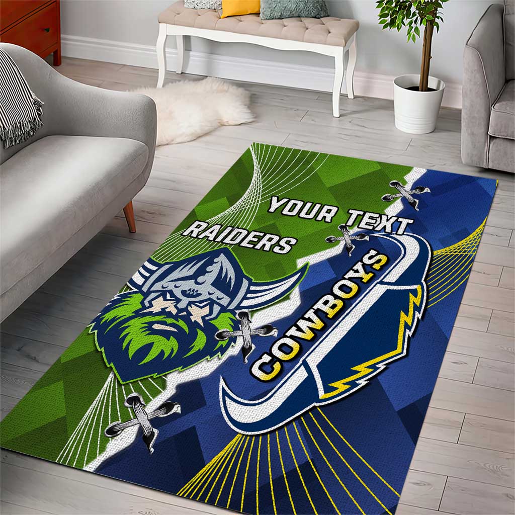 Personalised Cowboys And Raiders Rugby Area Rug Sporty Version - Vibe Hoodie Shop