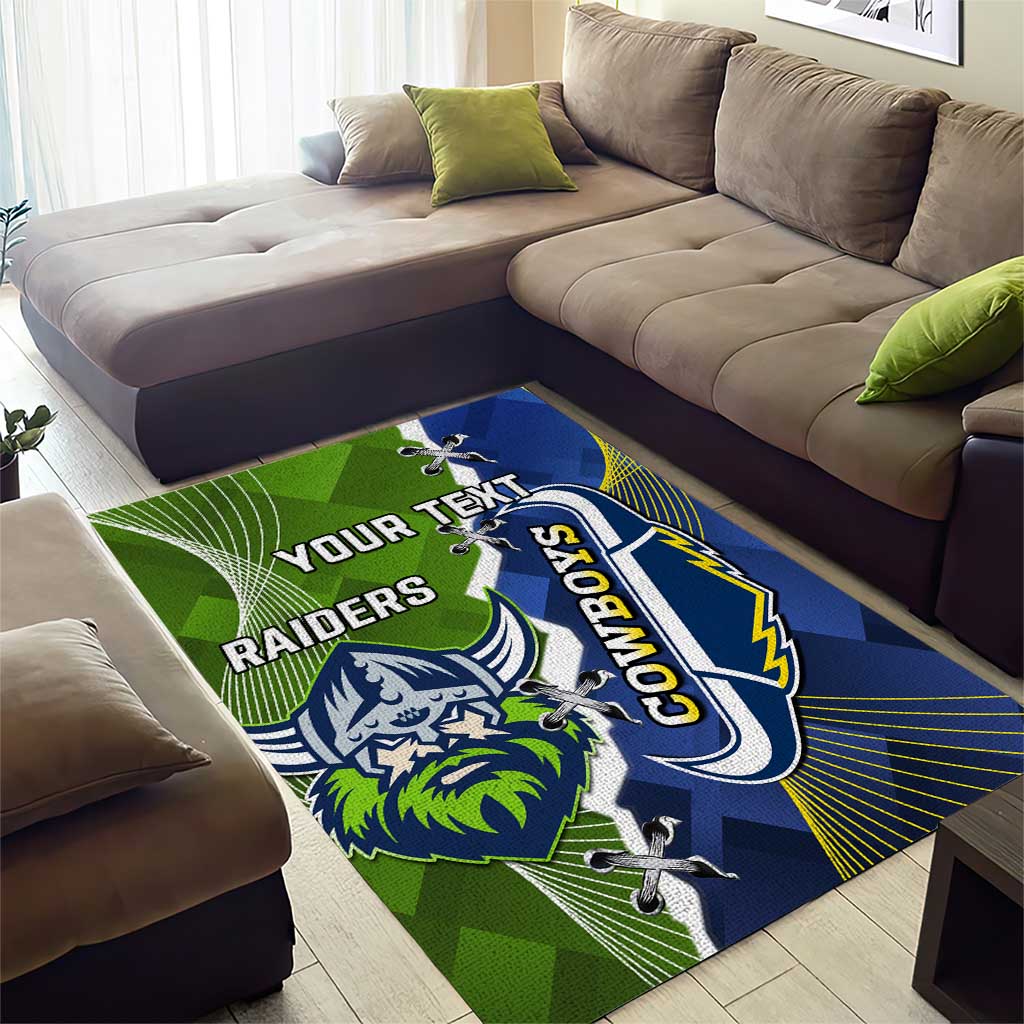 Personalised Cowboys And Raiders Rugby Area Rug Sporty Version - Vibe Hoodie Shop