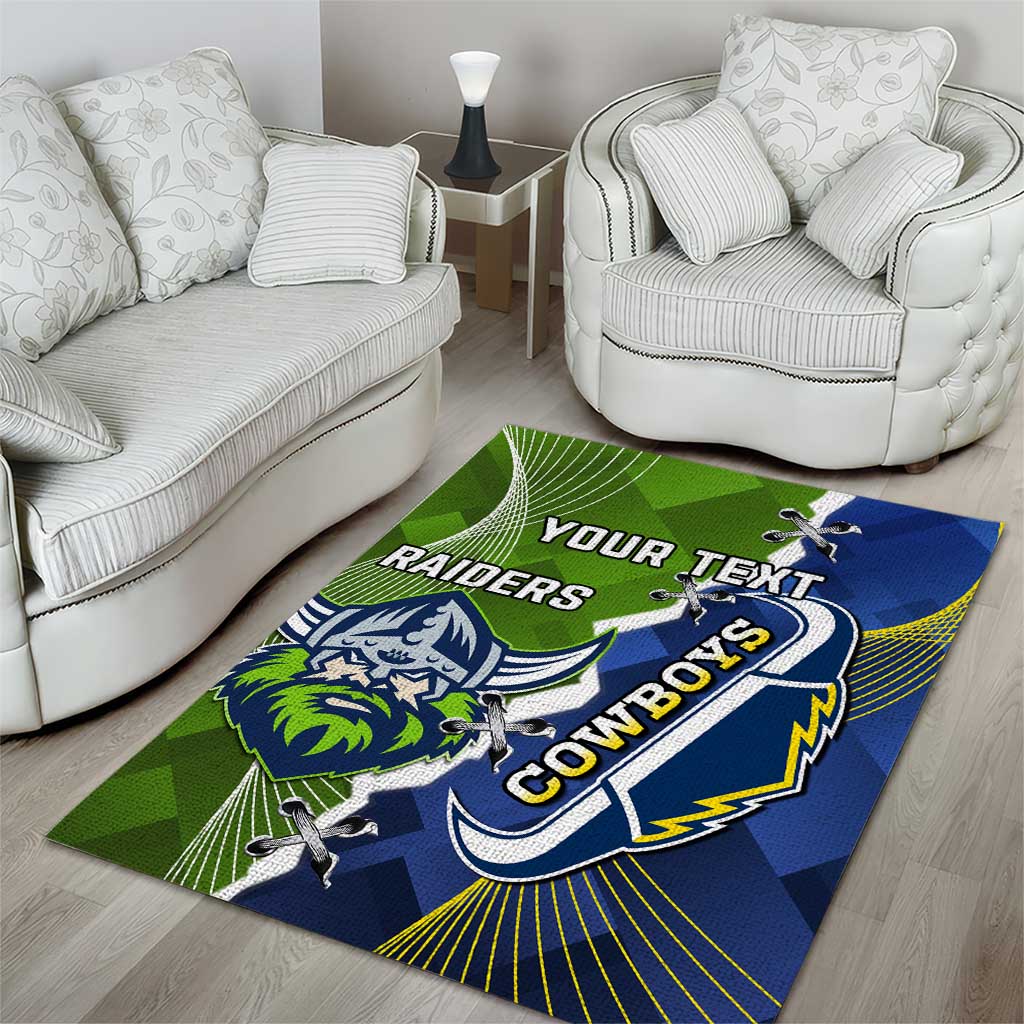 Personalised Cowboys And Raiders Rugby Area Rug Sporty Version - Vibe Hoodie Shop