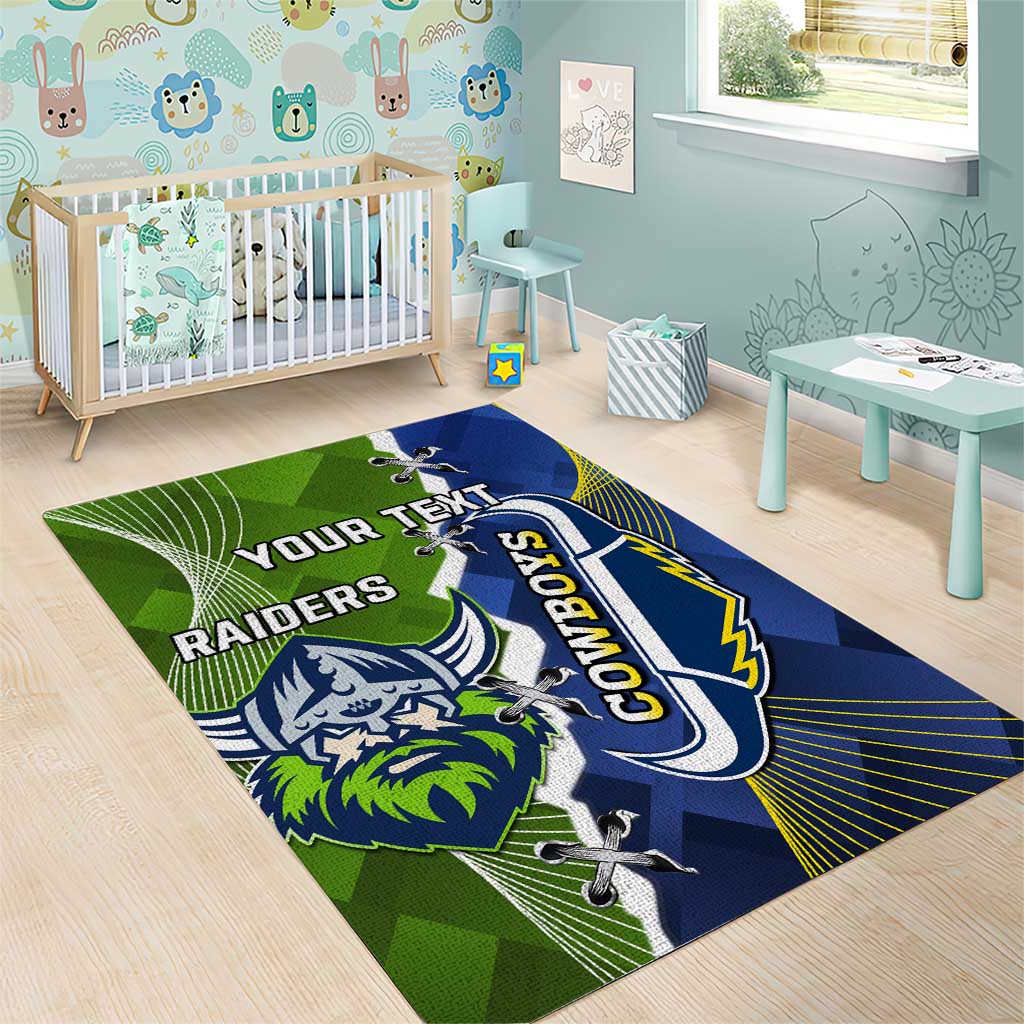 Personalised Cowboys And Raiders Rugby Area Rug Sporty Version - Vibe Hoodie Shop