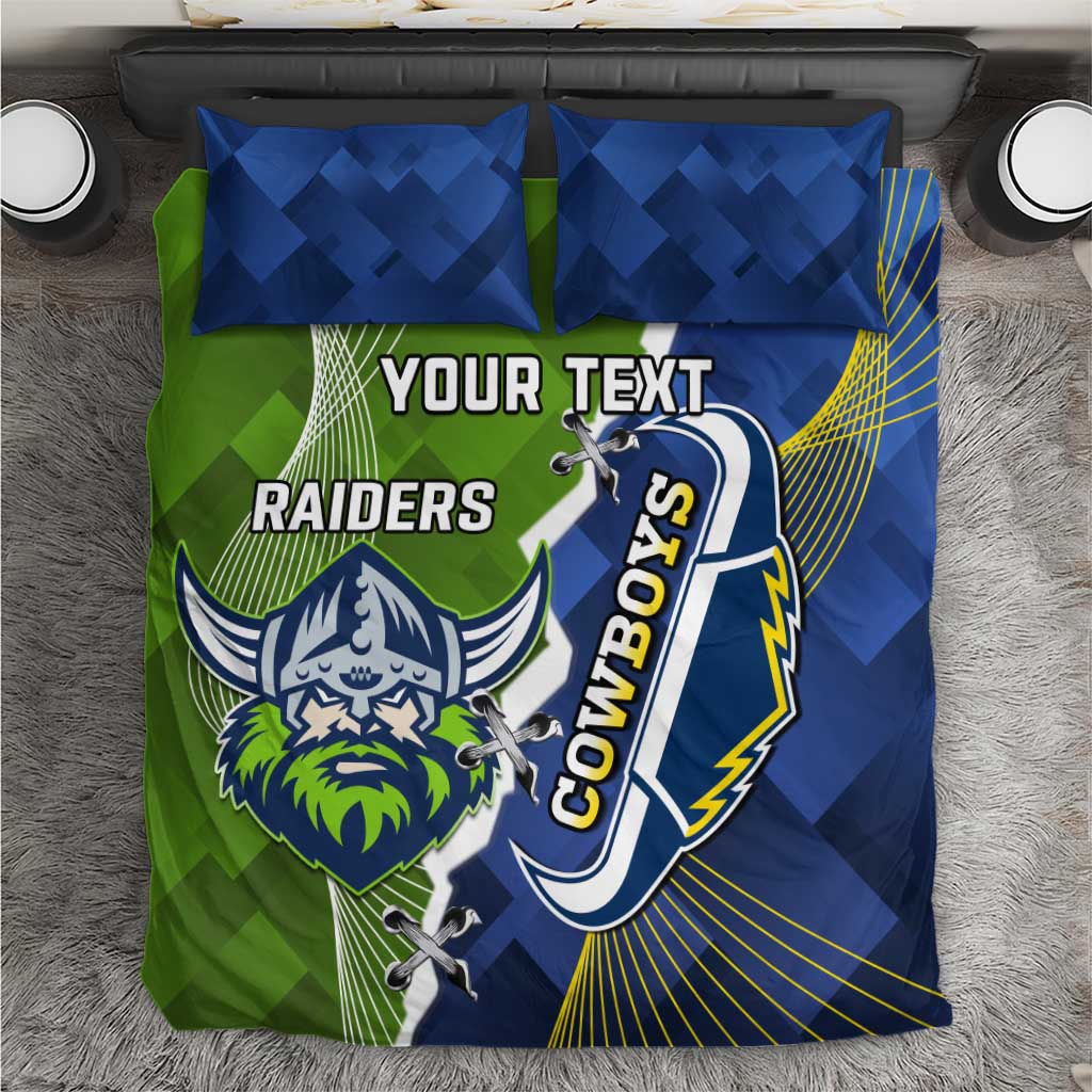 Personalised Cowboys And Raiders Rugby Bedding Set Sporty Version - Vibe Hoodie Shop