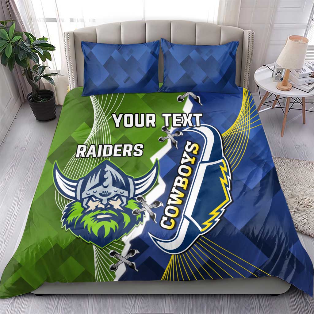 Personalised Cowboys And Raiders Rugby Bedding Set Sporty Version - Vibe Hoodie Shop