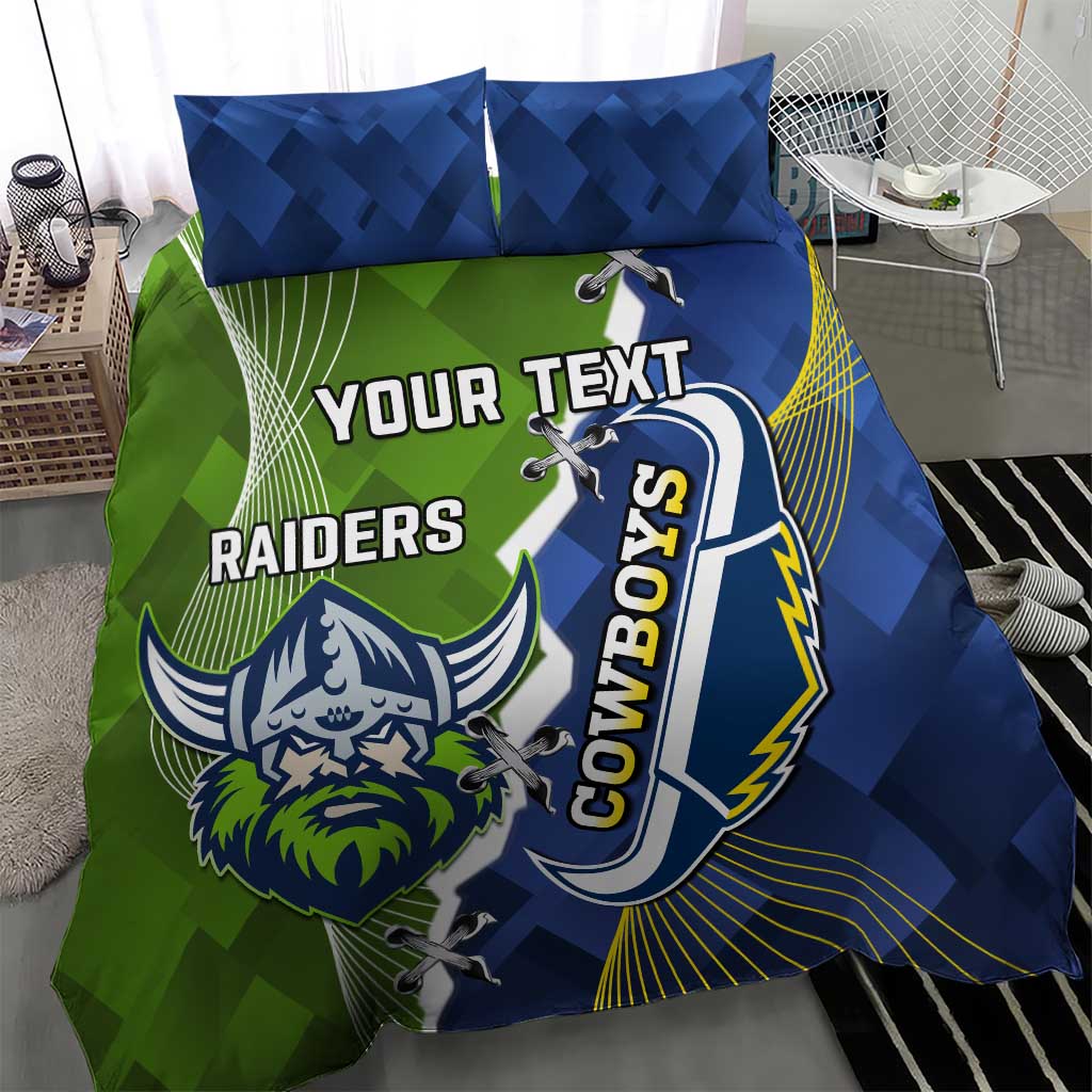 Personalised Cowboys And Raiders Rugby Bedding Set Sporty Version - Vibe Hoodie Shop