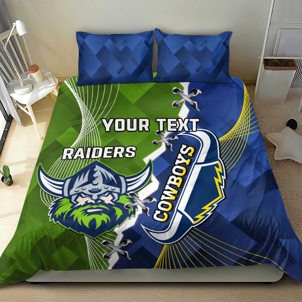 Personalised Cowboys And Raiders Rugby Bedding Set Sporty Version - Vibe Hoodie Shop