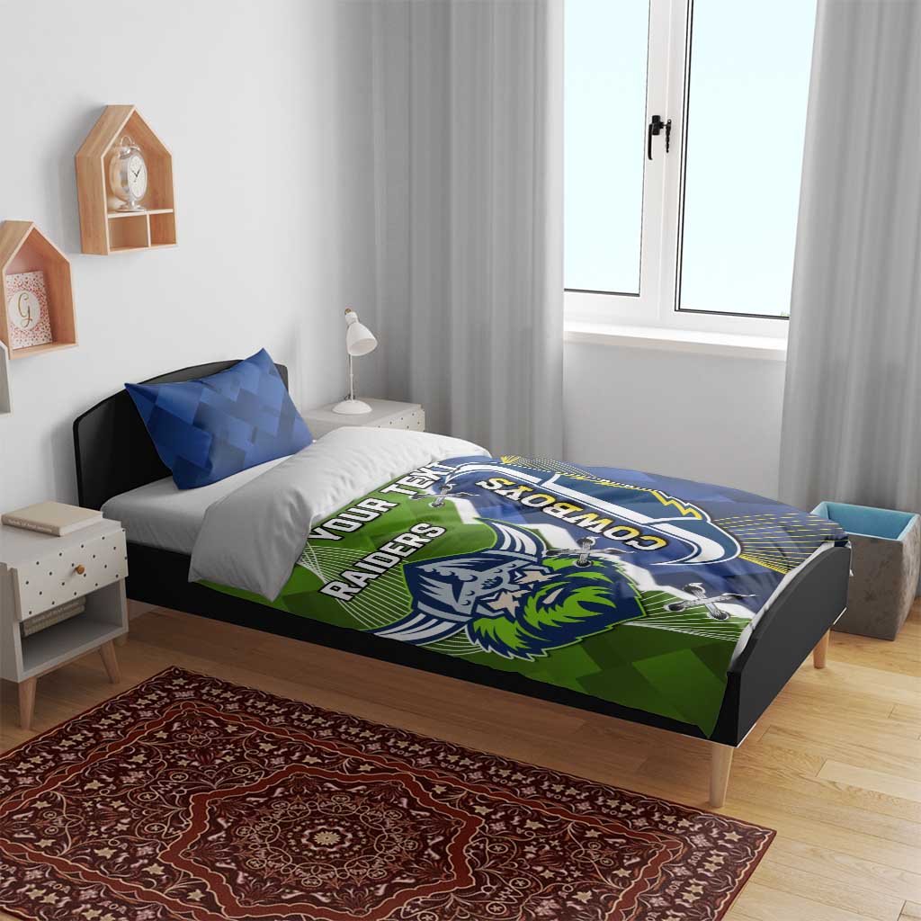 Personalised Cowboys And Raiders Rugby Bedding Set Sporty Version - Vibe Hoodie Shop