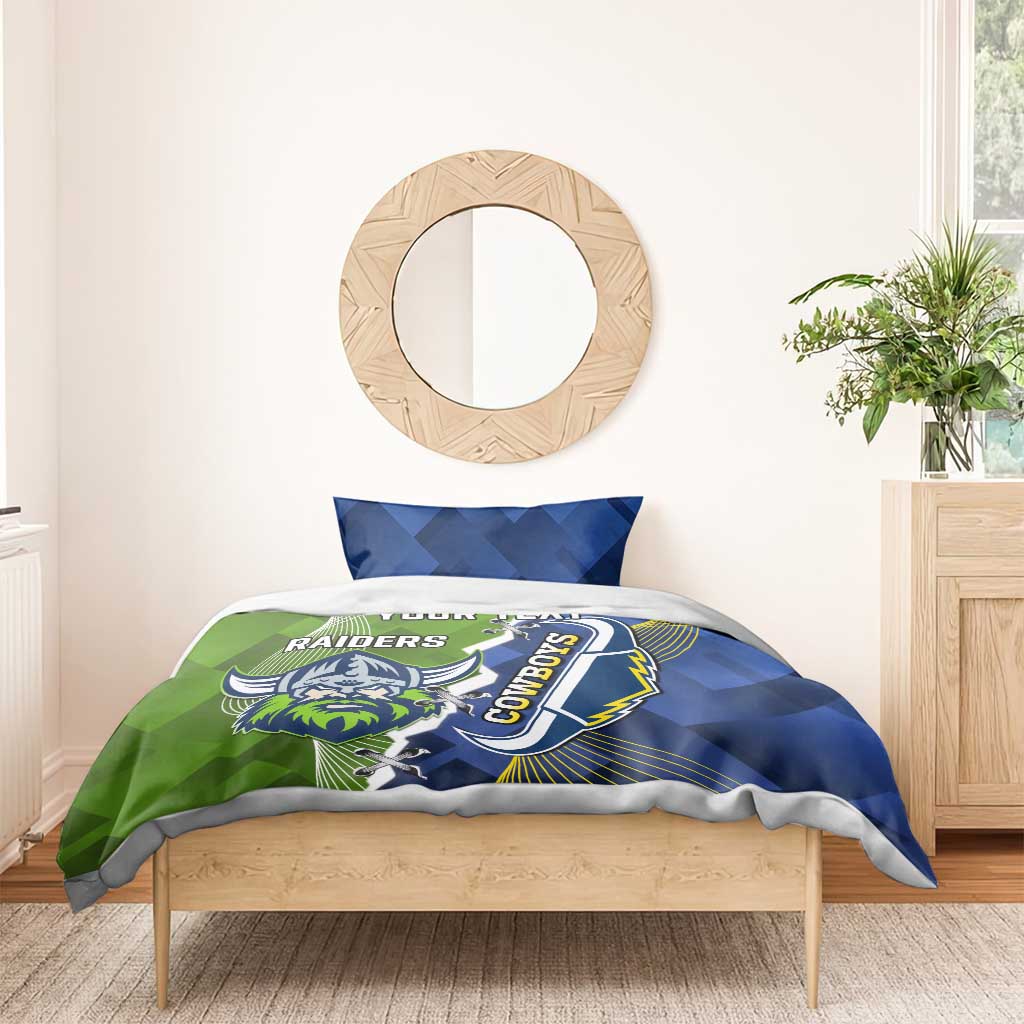 Personalised Cowboys And Raiders Rugby Bedding Set Sporty Version - Vibe Hoodie Shop