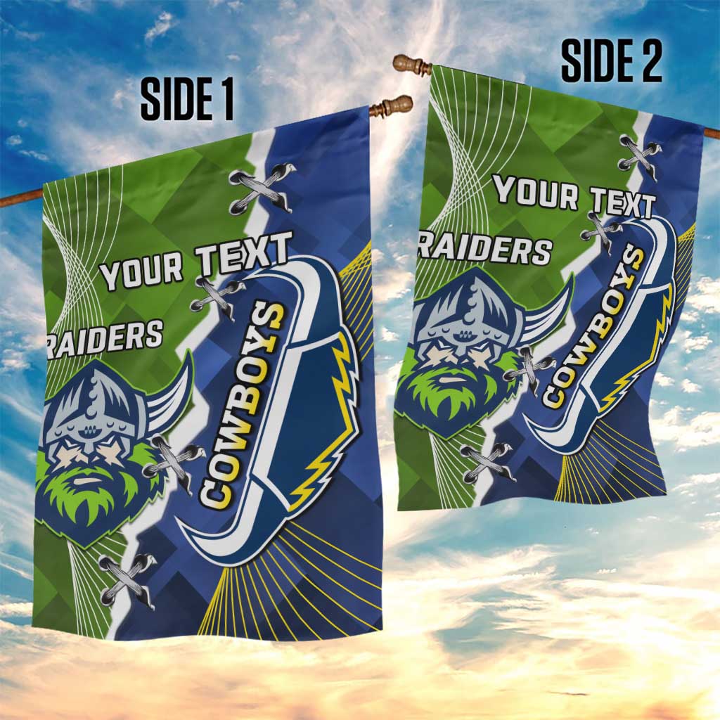 Personalised Cowboys And Raiders Rugby Garden Flag Sporty Version - Vibe Hoodie Shop