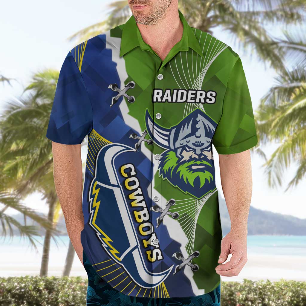 Personalised Cowboys And Raiders Rugby Hawaiian Shirt Sporty Version - Vibe Hoodie Shop