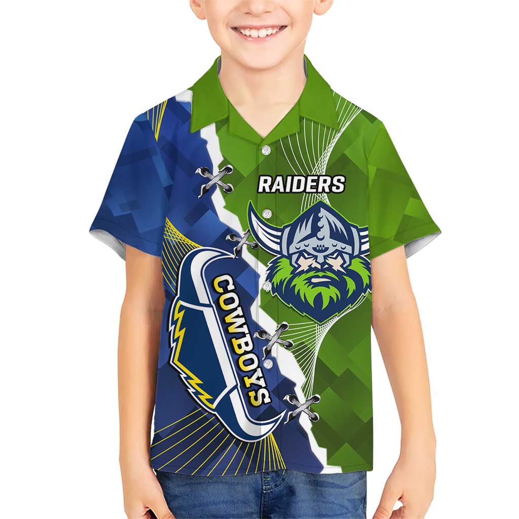 Personalised Cowboys And Raiders Rugby Hawaiian Shirt Sporty Version - Vibe Hoodie Shop