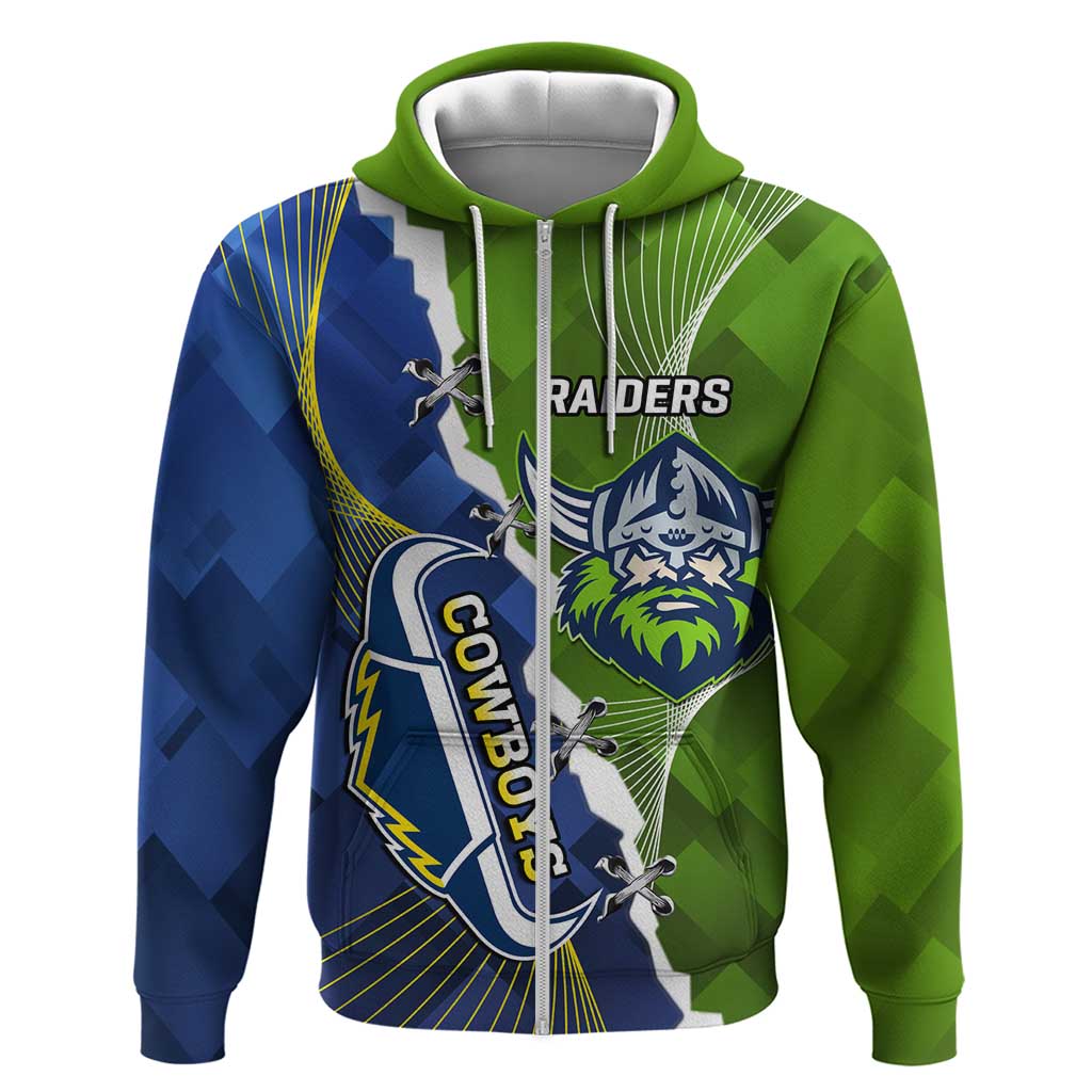 Personalised Cowboys And Raiders Rugby Hoodie Sporty Version - Vibe Hoodie Shop