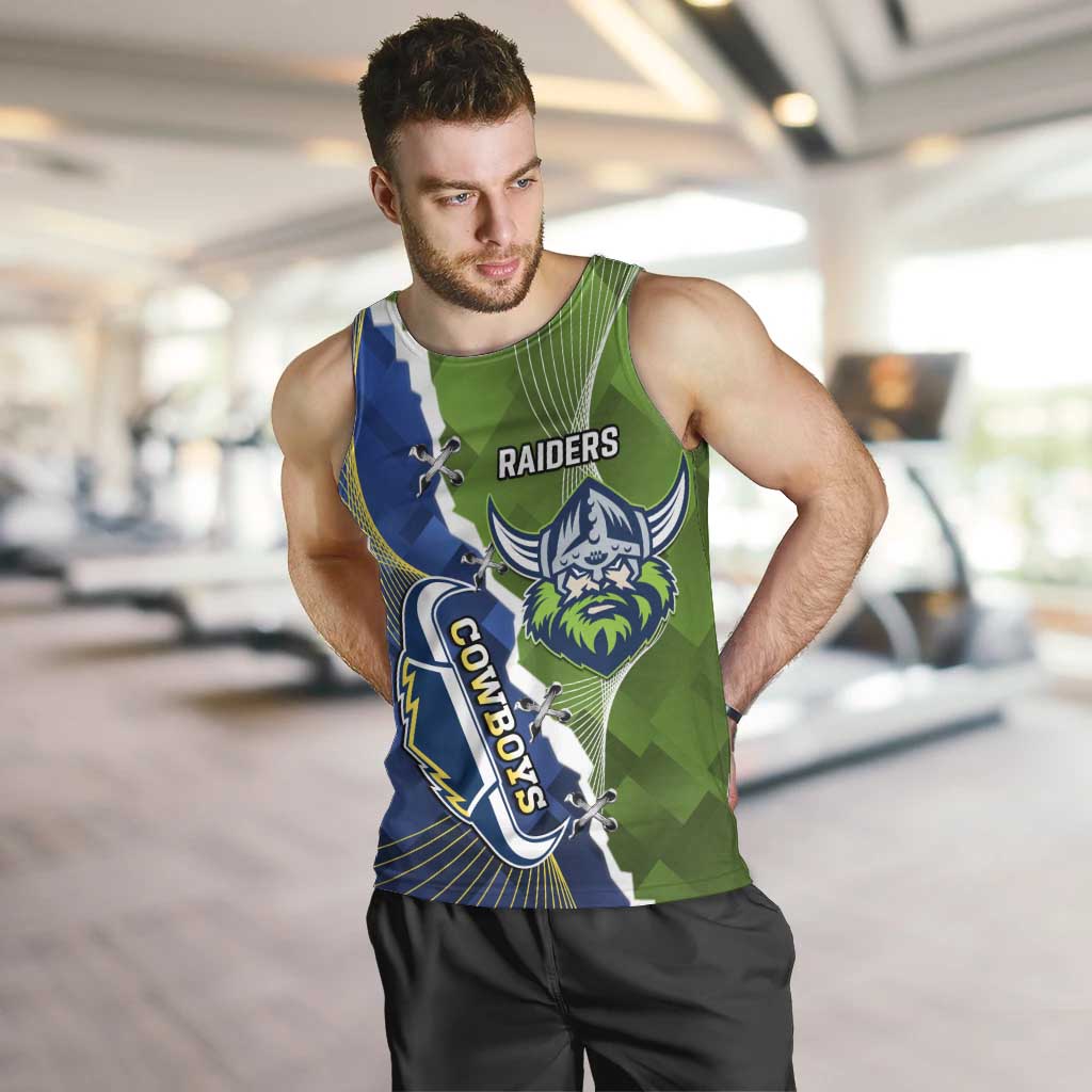 Personalised Cowboys And Raiders Rugby Men Tank Top Sporty Version - Vibe Hoodie Shop