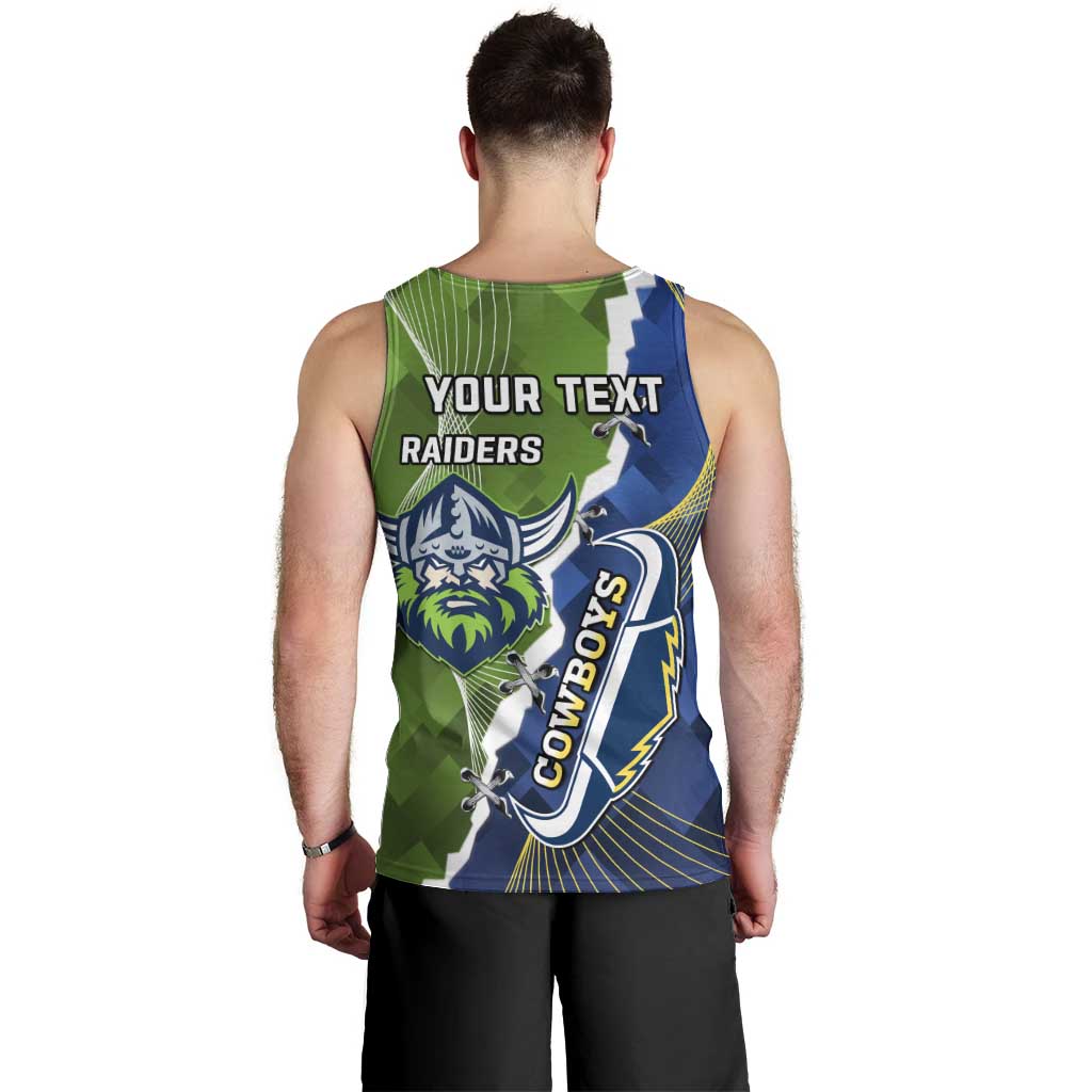 Personalised Cowboys And Raiders Rugby Men Tank Top Sporty Version - Vibe Hoodie Shop