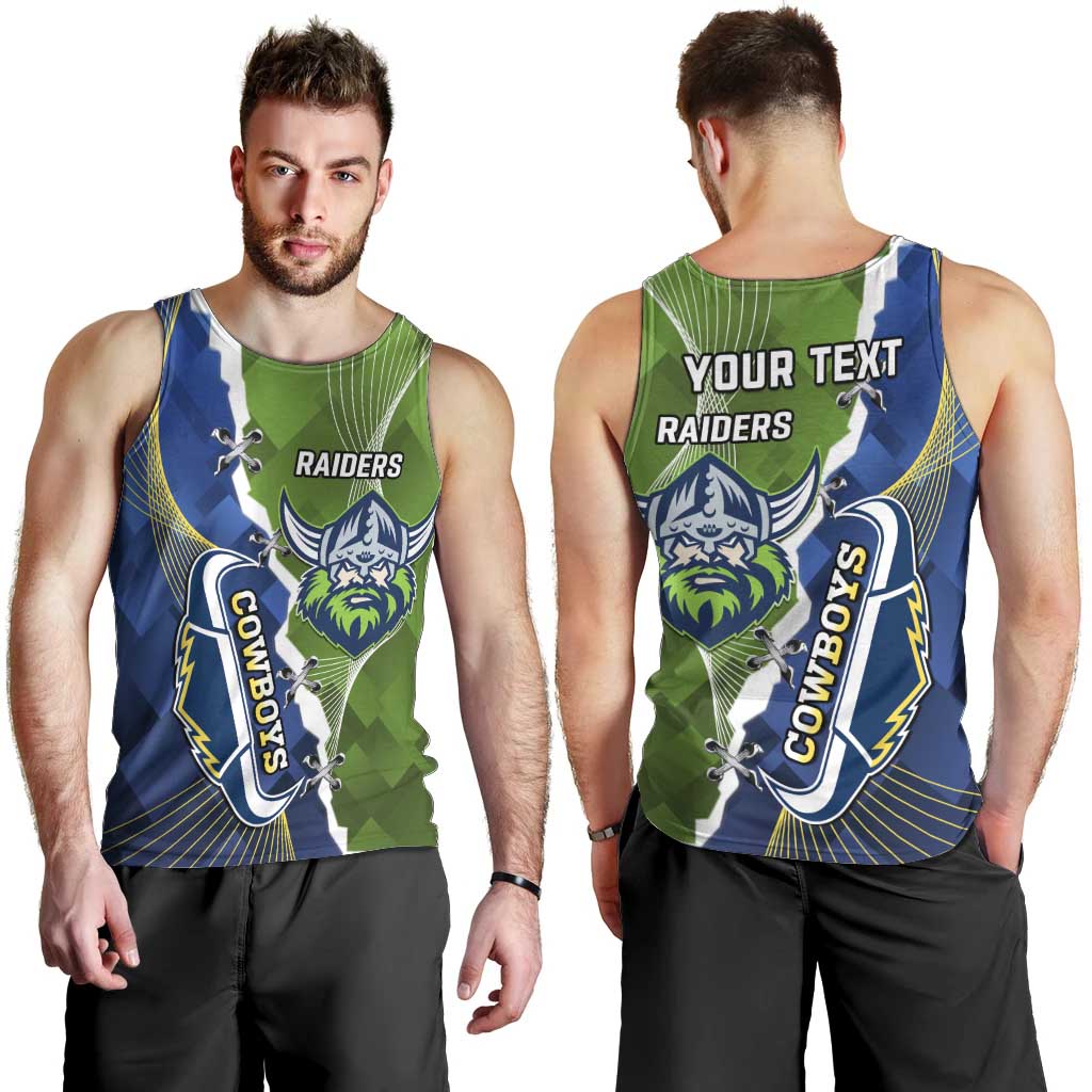 Personalised Cowboys And Raiders Rugby Men Tank Top Sporty Version - Vibe Hoodie Shop