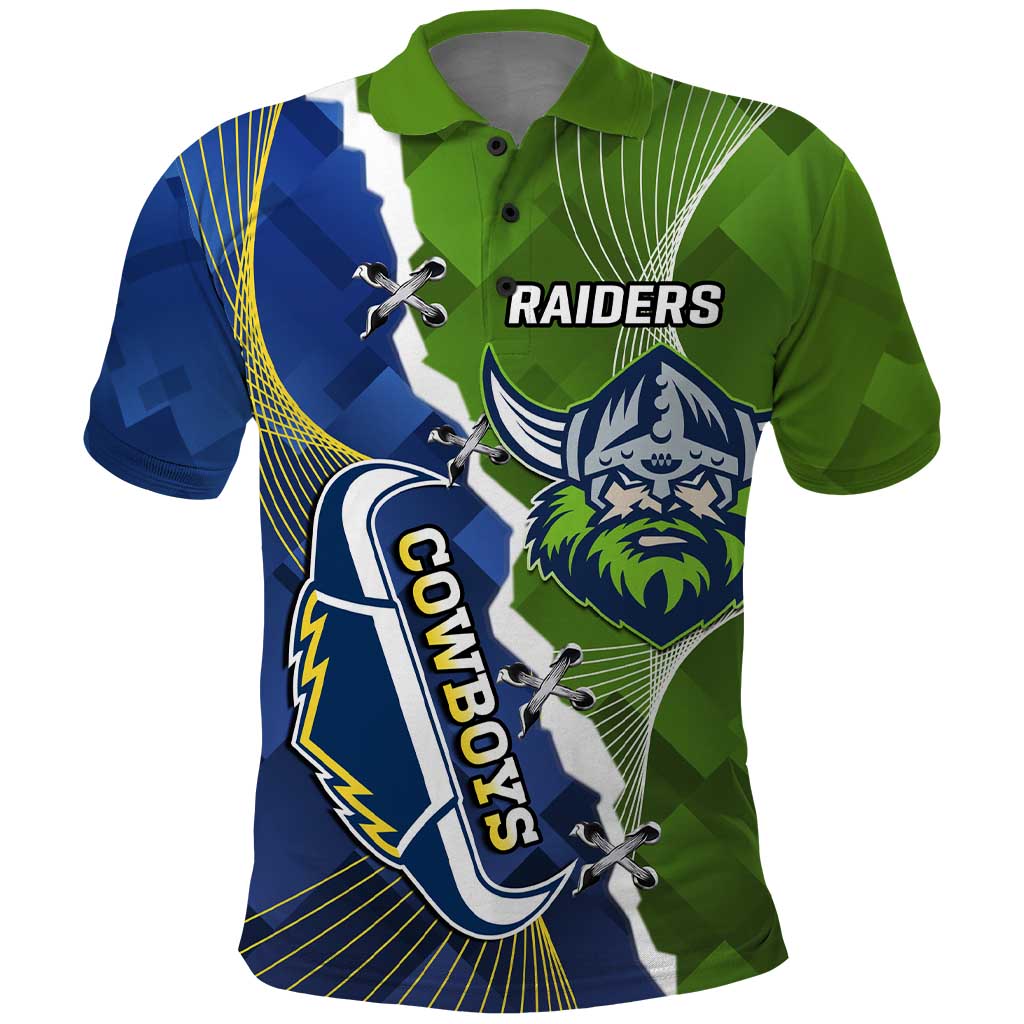 Personalised Cowboys And Raiders Rugby Polo Shirt Sporty Version - Vibe Hoodie Shop
