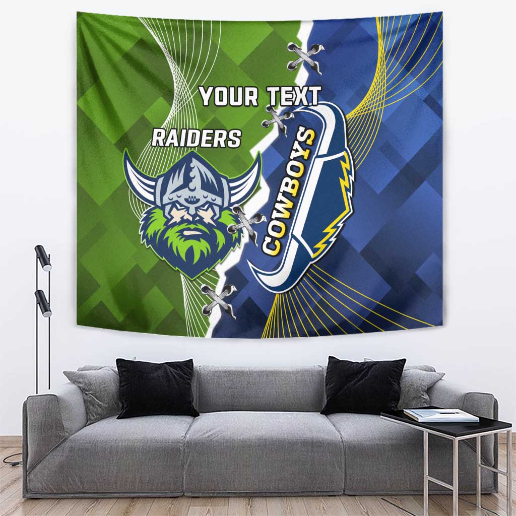 Personalised Cowboys And Raiders Rugby Tapestry Sporty Version - Vibe Hoodie Shop